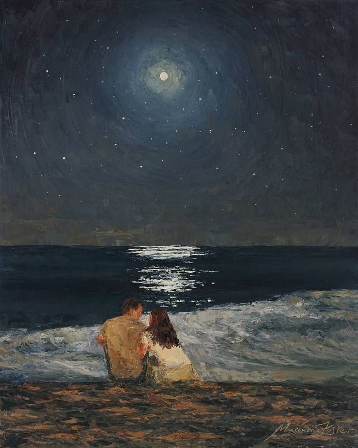 Starry night over water